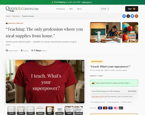 QuoteArtShop.com — wall art and quotes for every profession